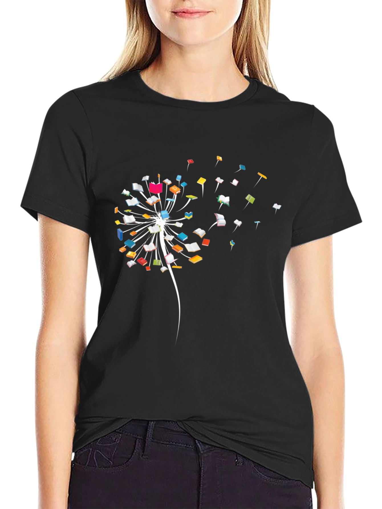Dandelion Book T-Shirt - Black Cotton Tee