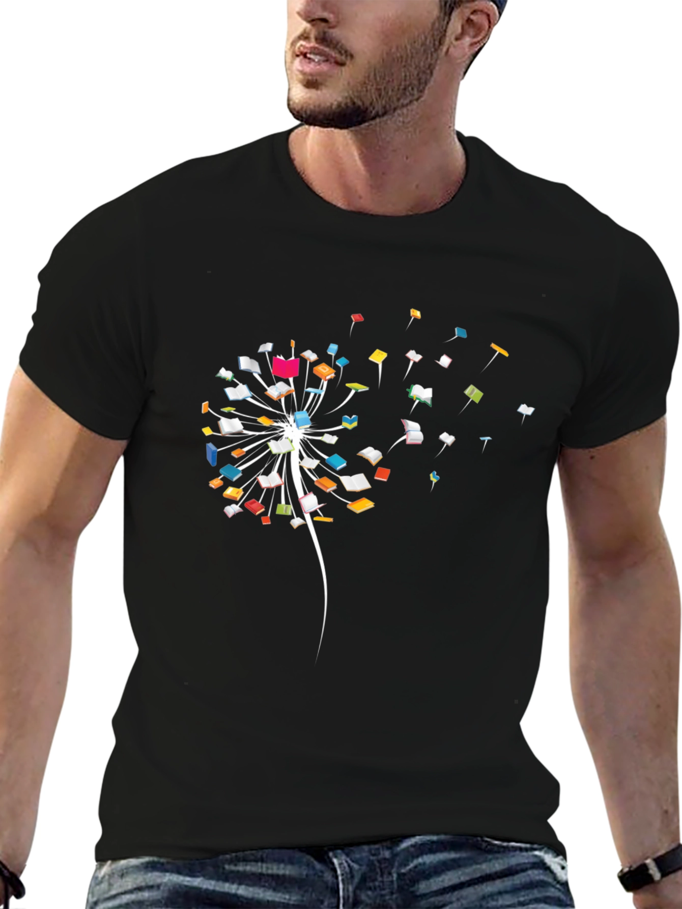 Dandelion Book T-Shirt - Black Cotton Tee