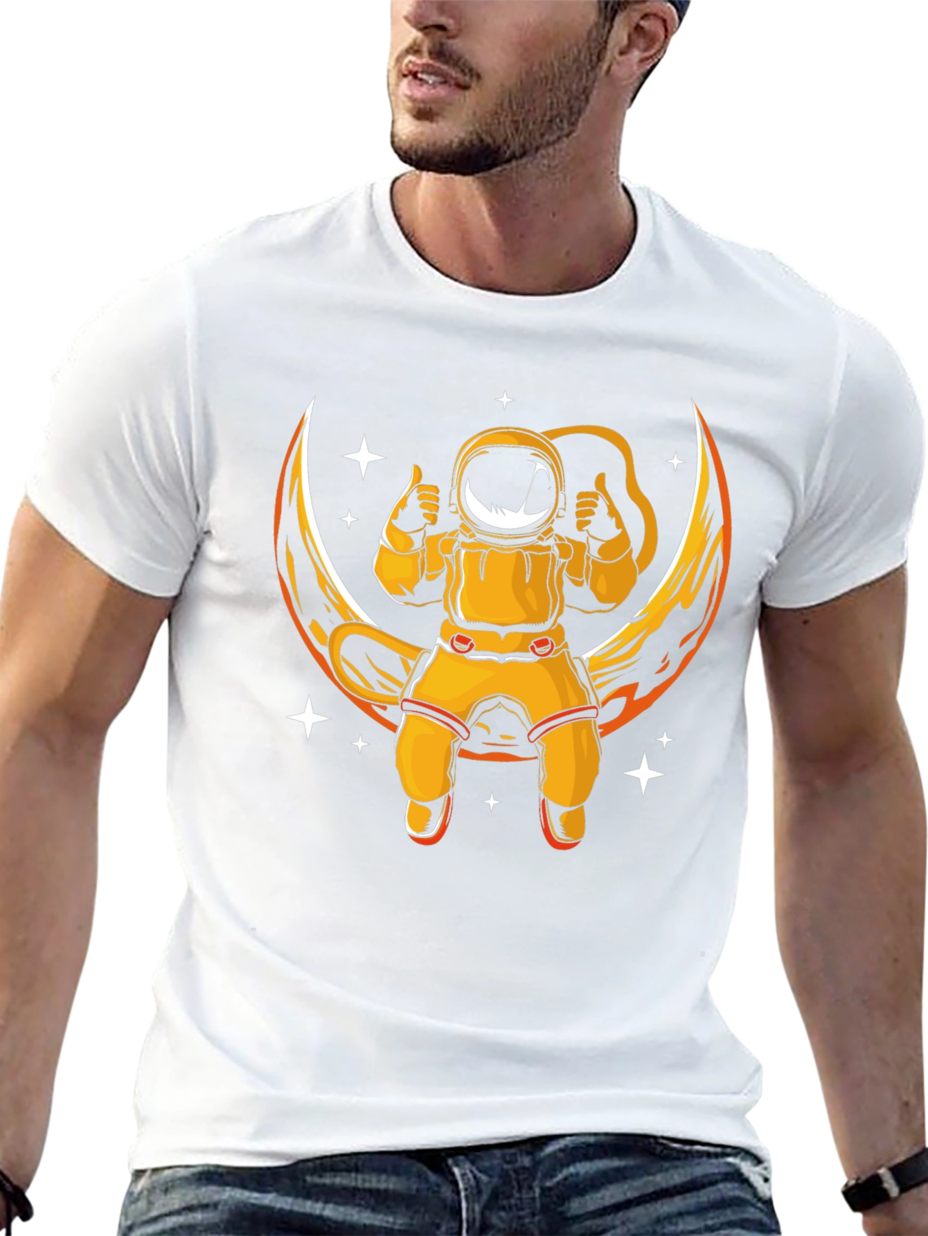 Astronaut Moon Graphic T-Shirt - Black
