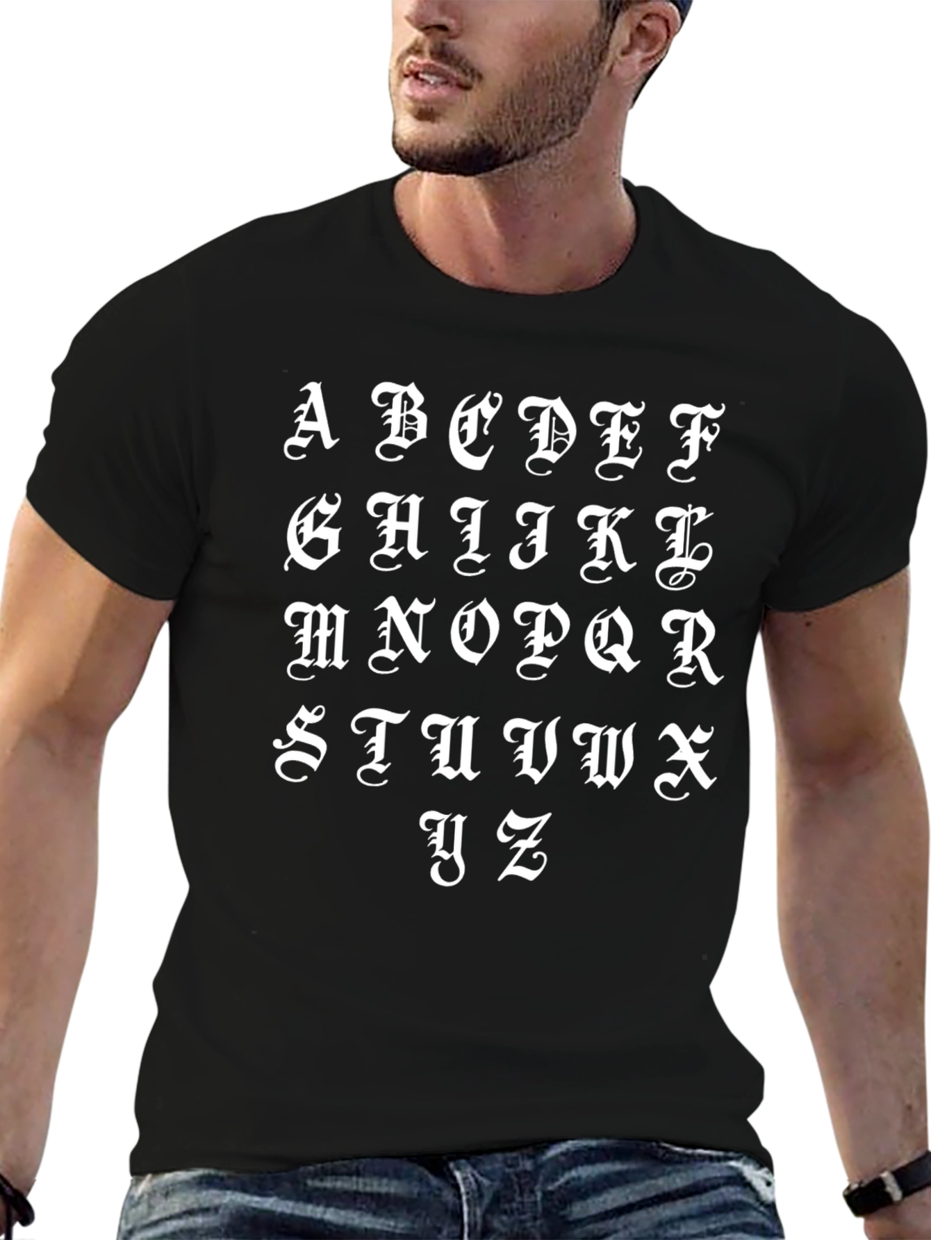 Gothic Alphabet T-Shirt - Cool Graphic Tee