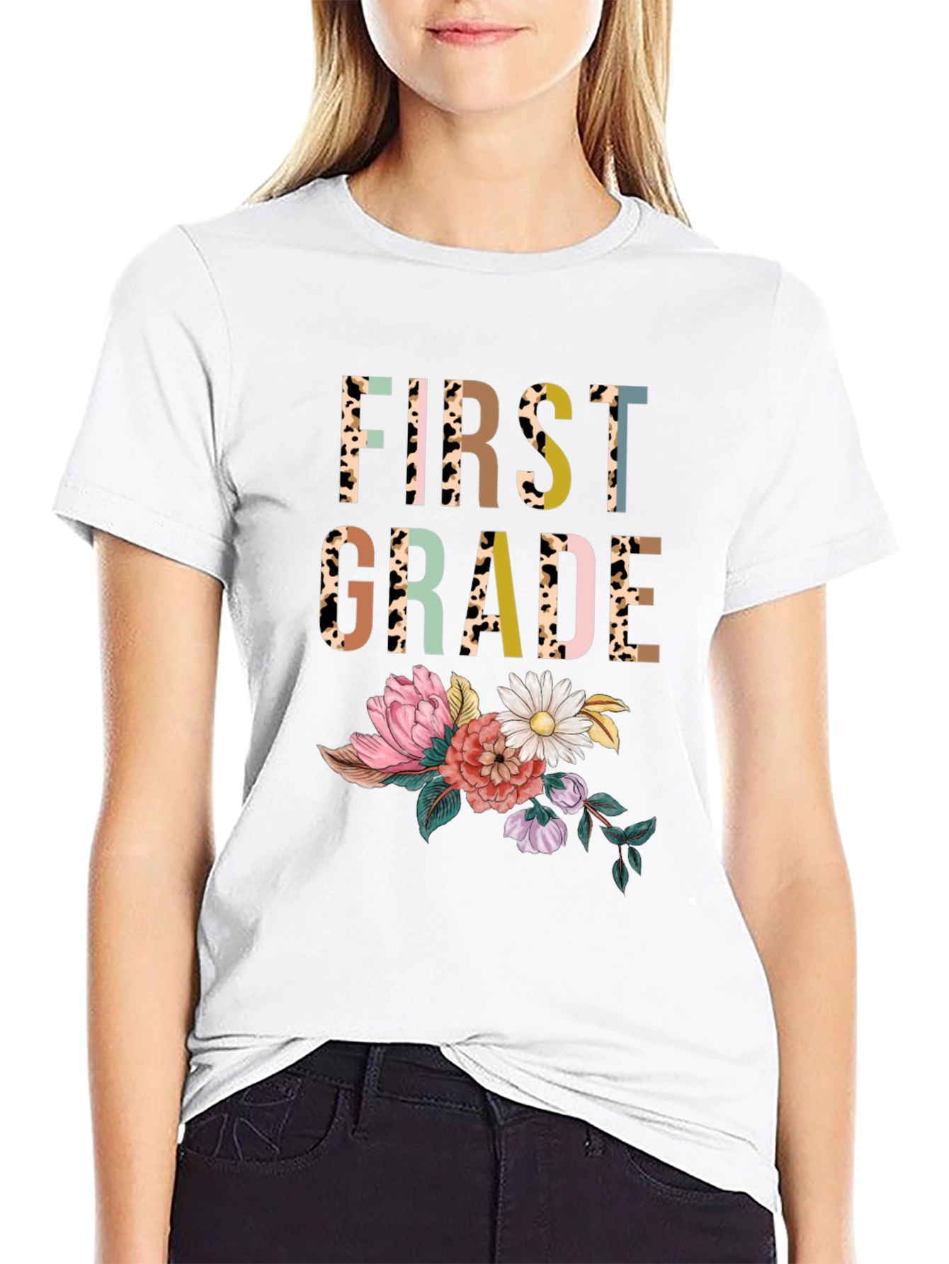 First Grade Floral Print T-Shirt