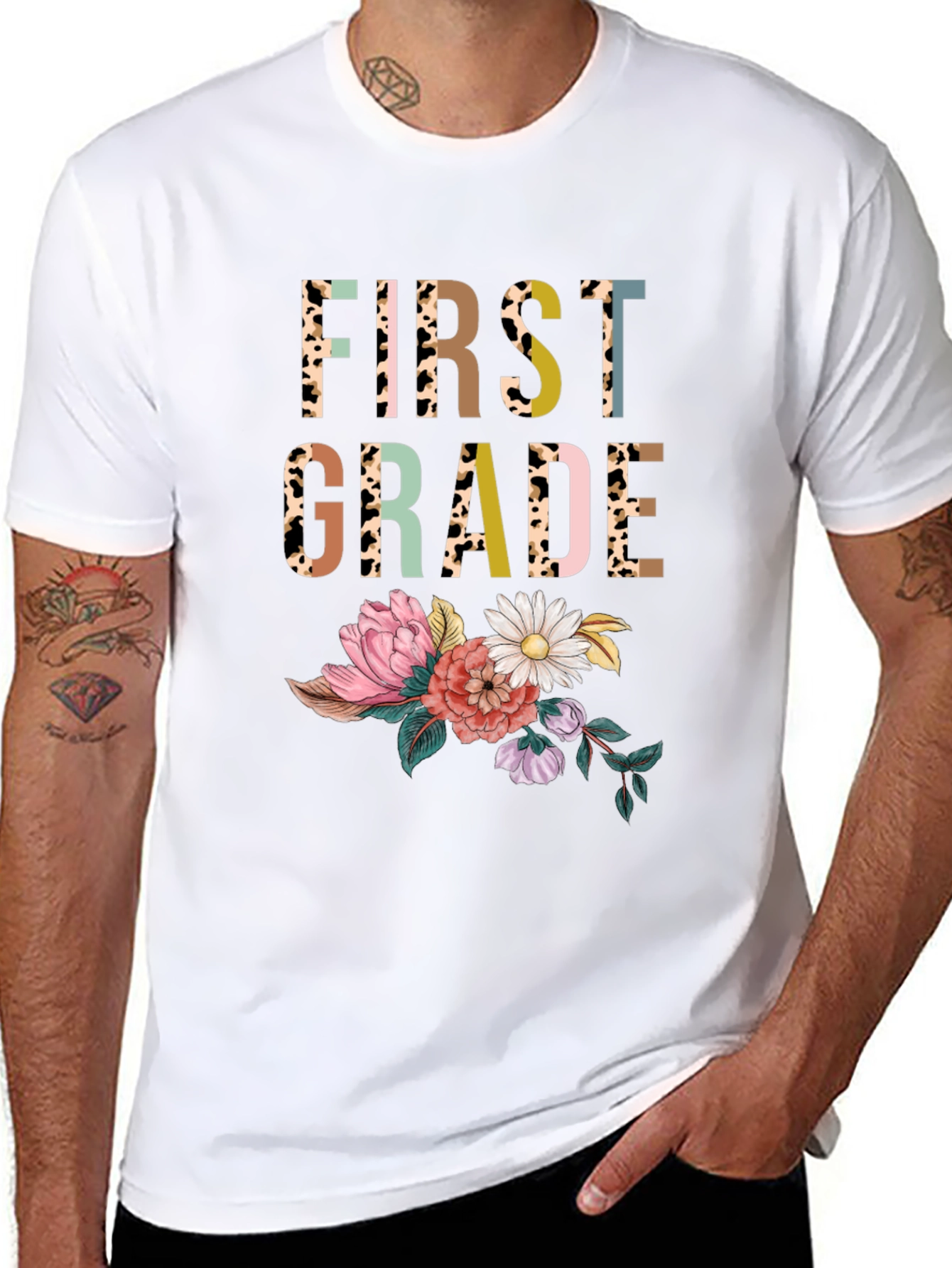 First Grade Floral Print T-Shirt