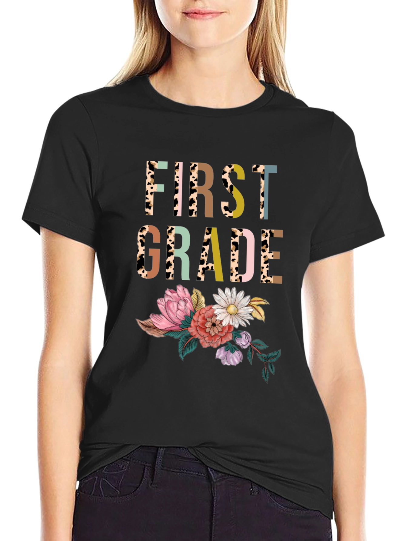 First Grade Floral Print T-Shirt