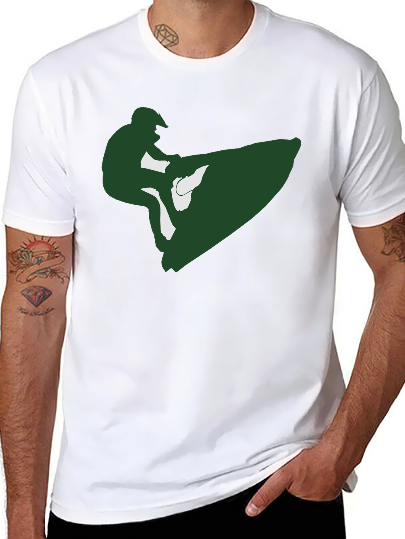 Jet Ski Rider Graphic Tee - Black Cotton T-Shirt