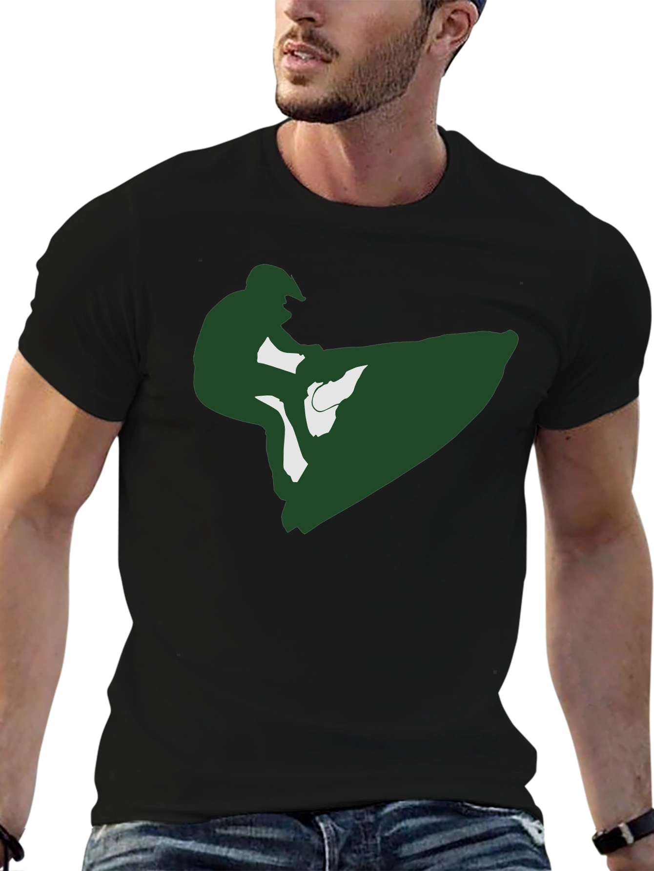 Jet Ski Rider Graphic Tee - Black Cotton T-Shirt