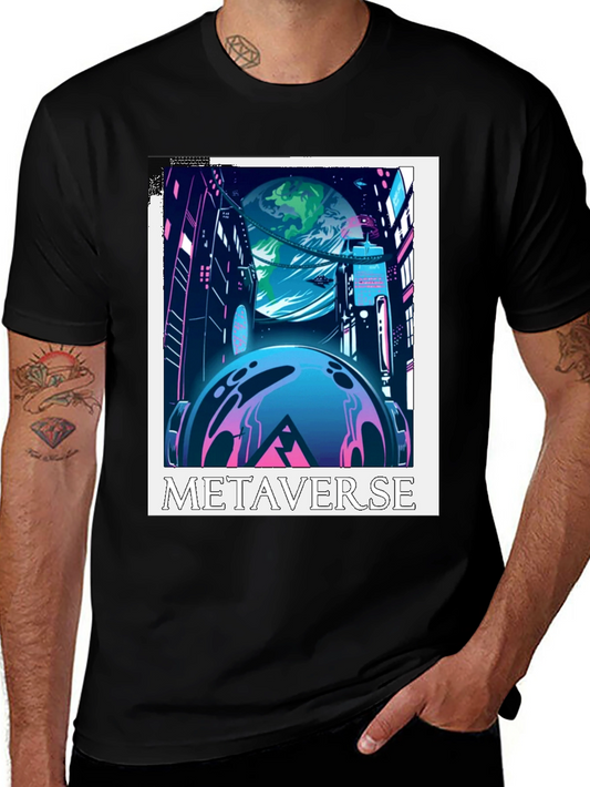 Metaverse Graphic Tee - Futuristic Cityscape Design