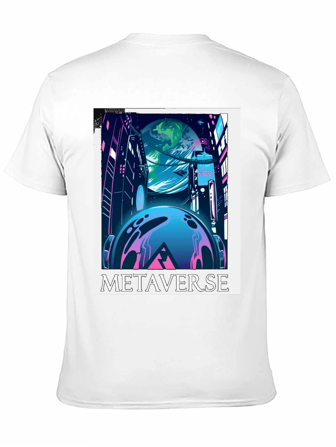 Metaverse Graphic Tee - Futuristic Cityscape Design