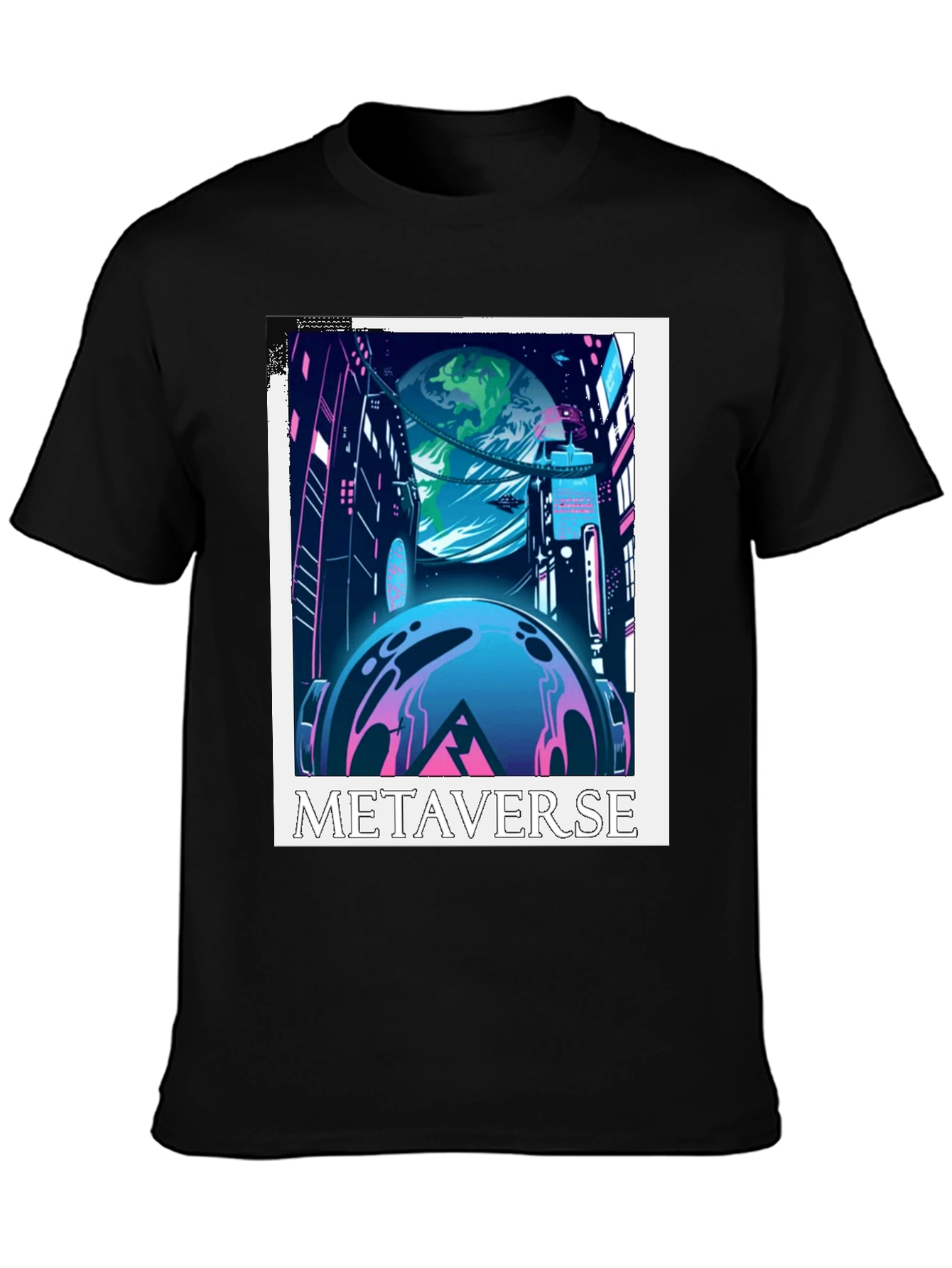 Metaverse Graphic Tee - Futuristic Cityscape Design