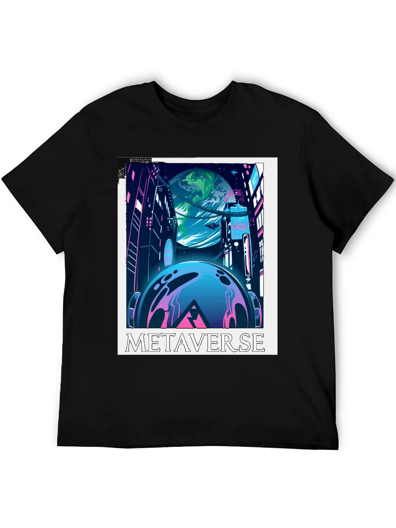 Metaverse Graphic Tee - Futuristic Cityscape Design