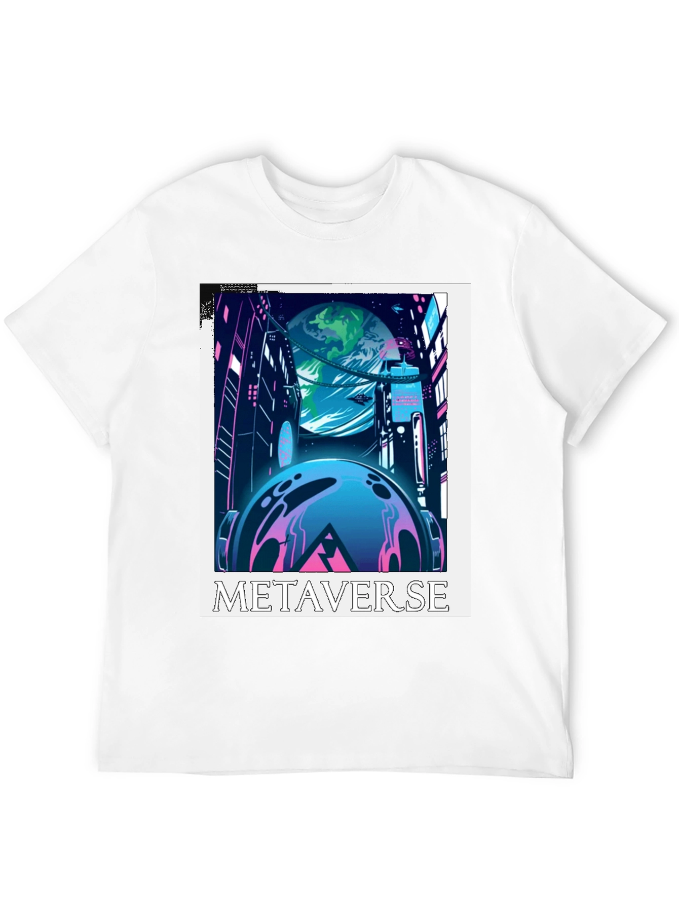 Metaverse Graphic Tee - Futuristic Cityscape Design