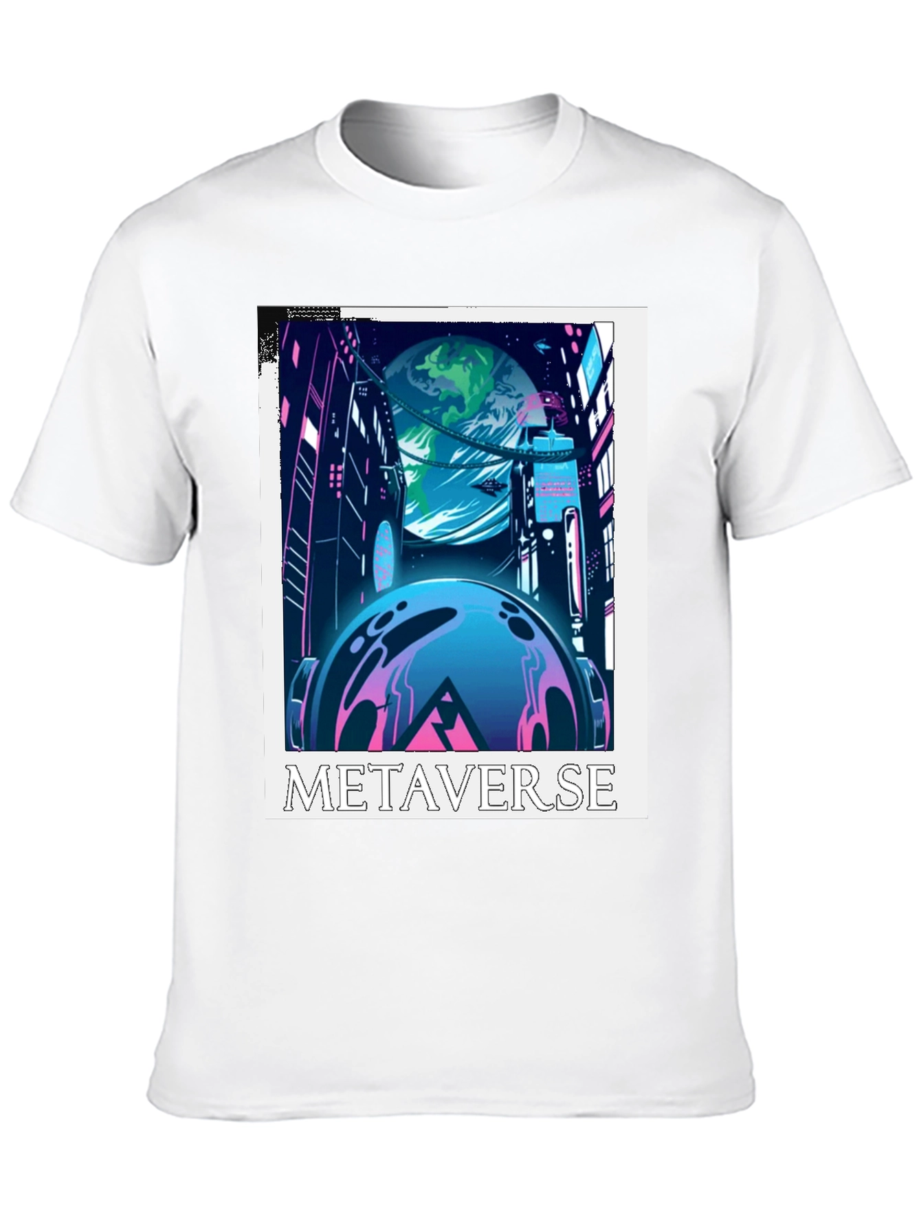 Metaverse Graphic Tee - Futuristic Cityscape Design