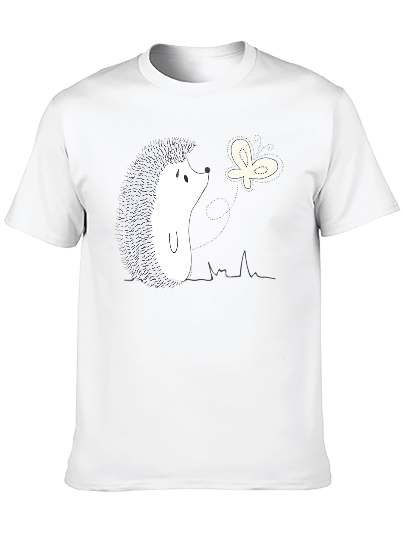 Hedgehog and Butterfly Graphic Tee - Black