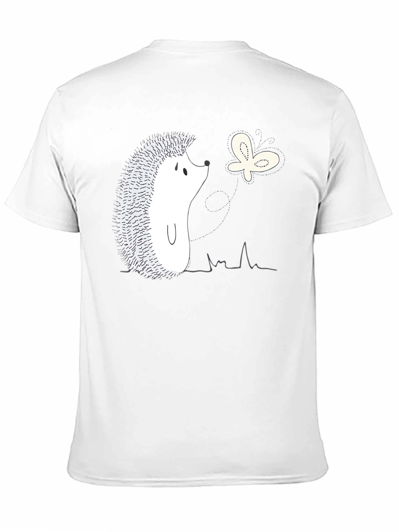 Hedgehog and Butterfly Graphic Tee - Black