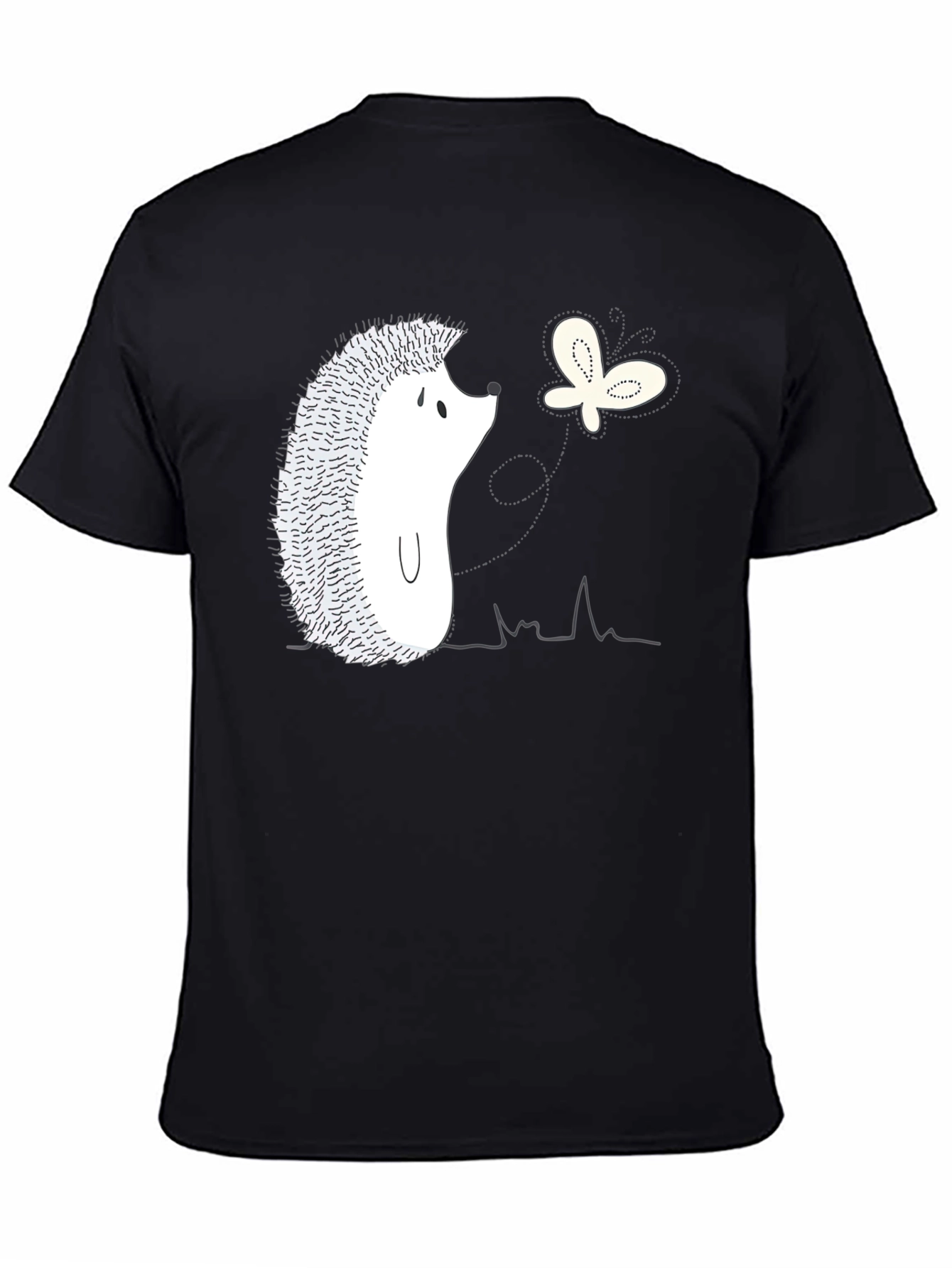 Hedgehog and Butterfly Graphic Tee - Black