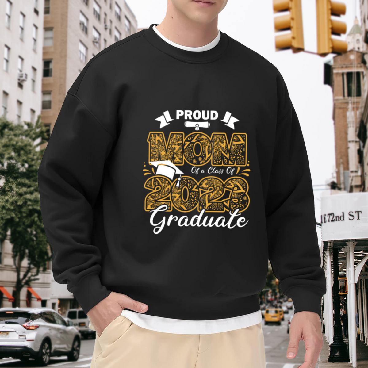 Proud Mom Design - Crewneck Sweatshirt | Mom, Family, Mother's Day Gift