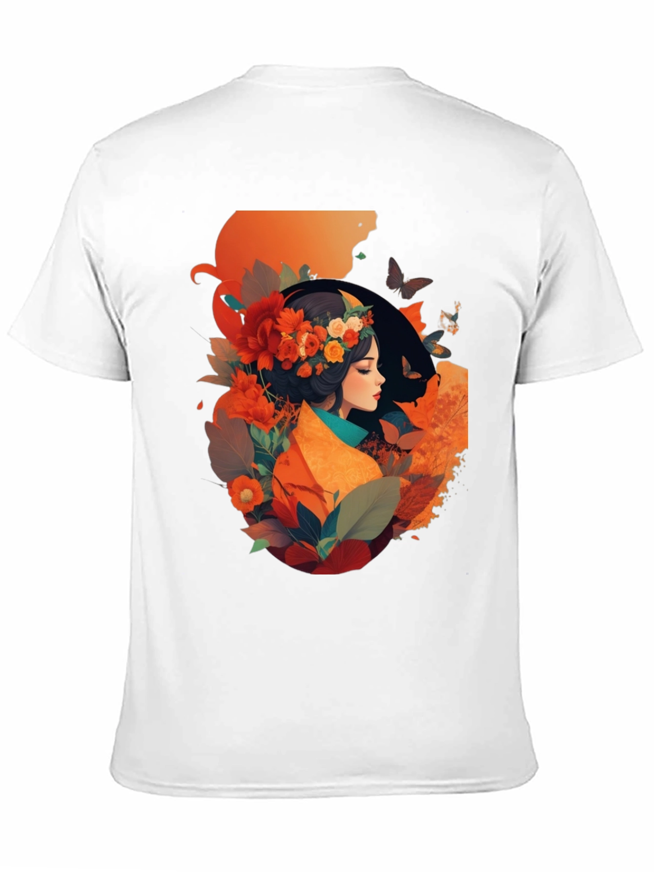 Floral Woman Graphic Tee - Stylish Black T-Shirt