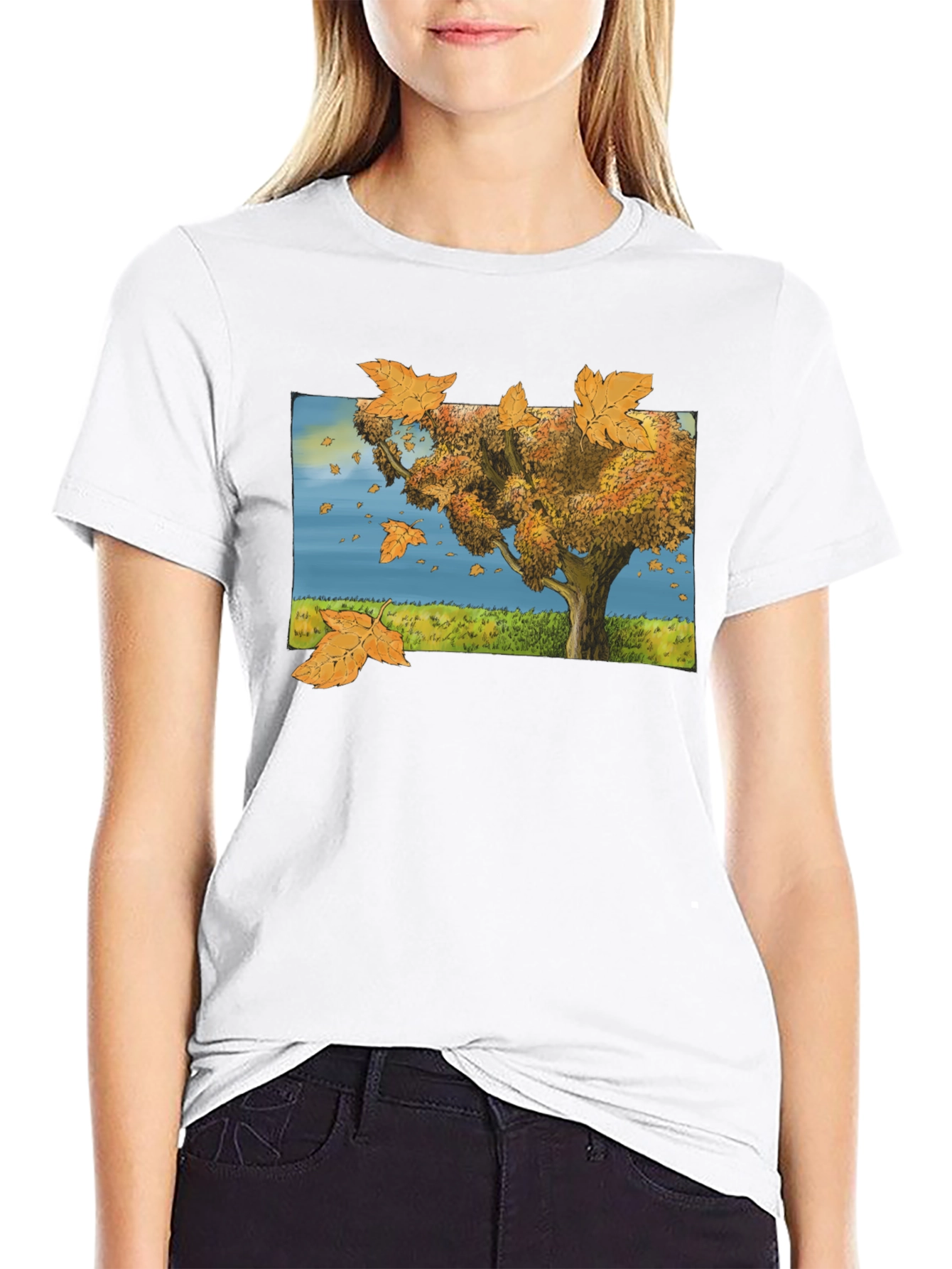 Autumn Tree Graphic Black T-Shirt