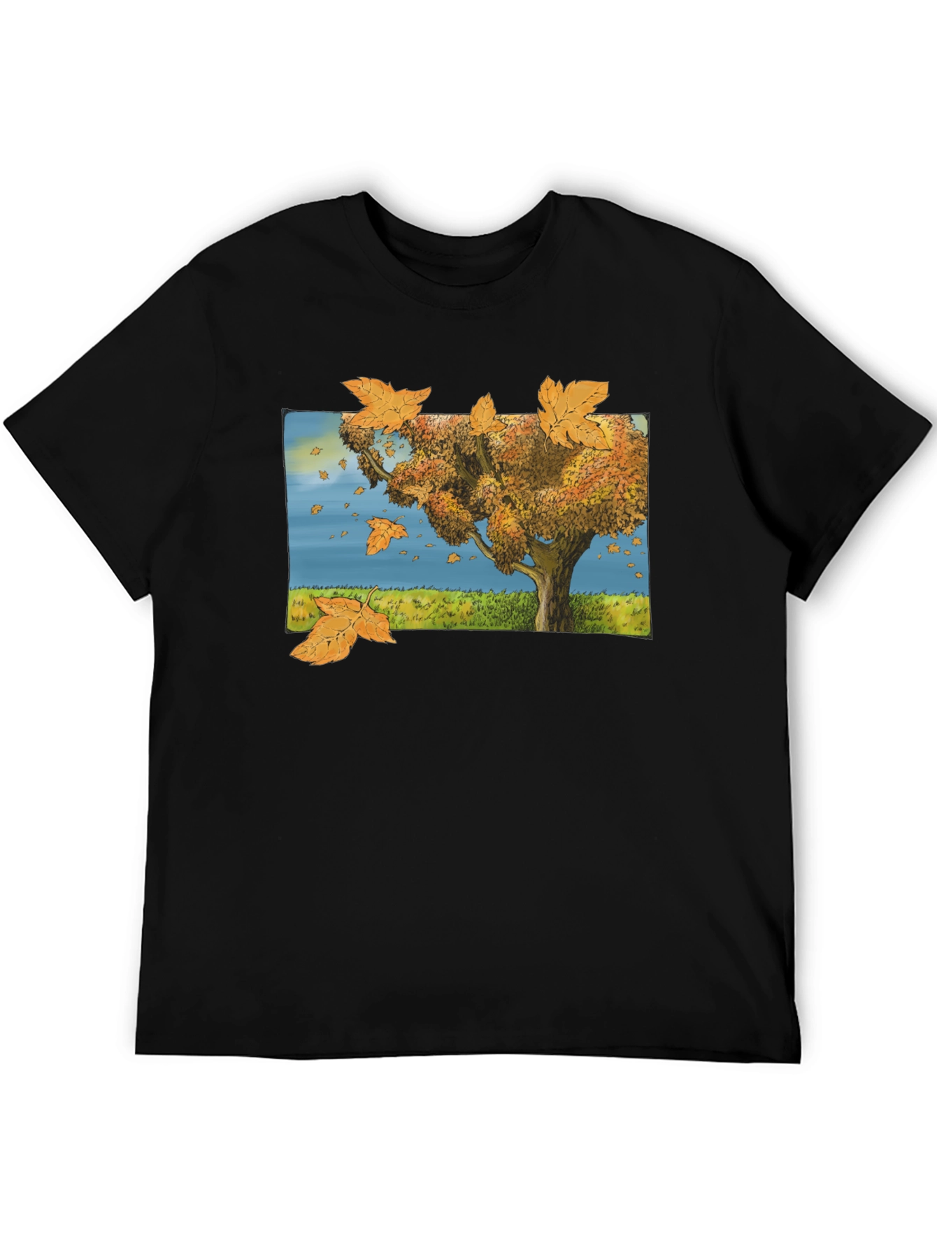 Autumn Tree Graphic Black T-Shirt