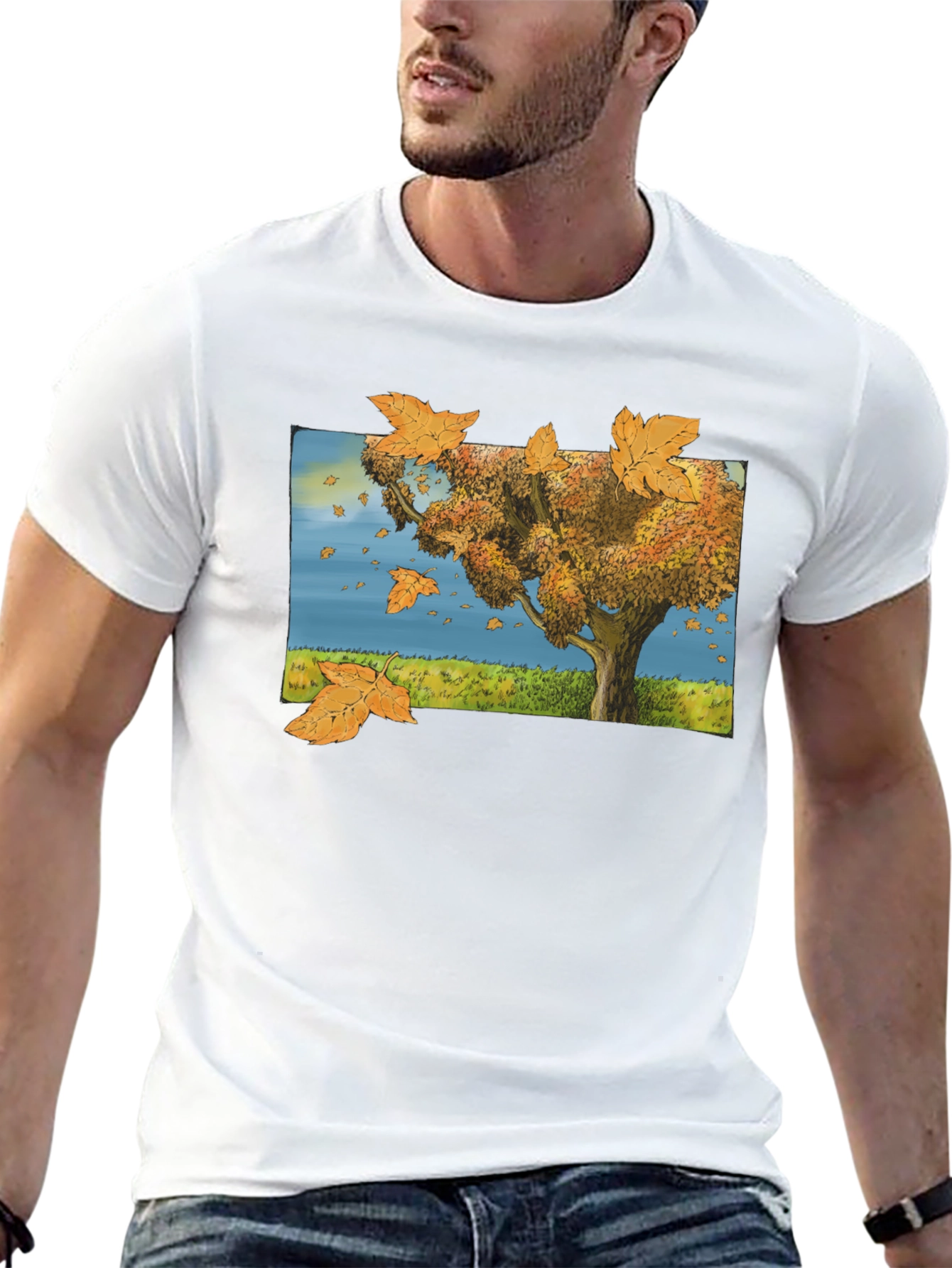 Autumn Tree Graphic Black T-Shirt