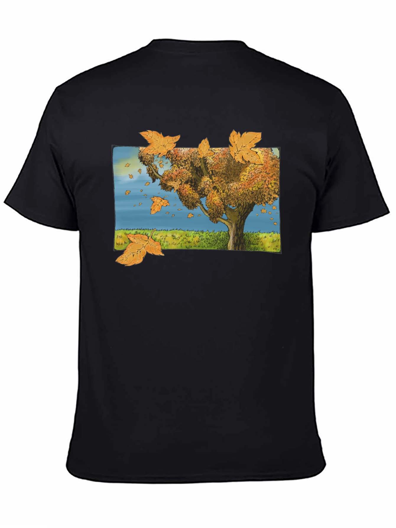 Autumn Tree Graphic Black T-Shirt