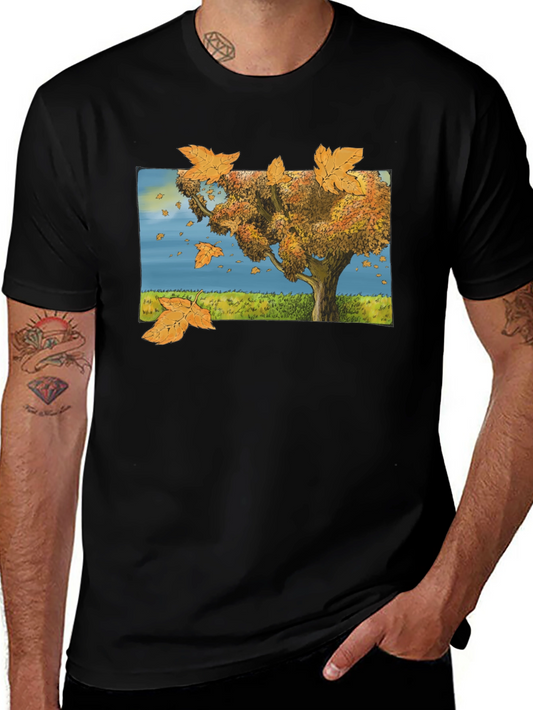 Autumn Tree Graphic Black T-Shirt