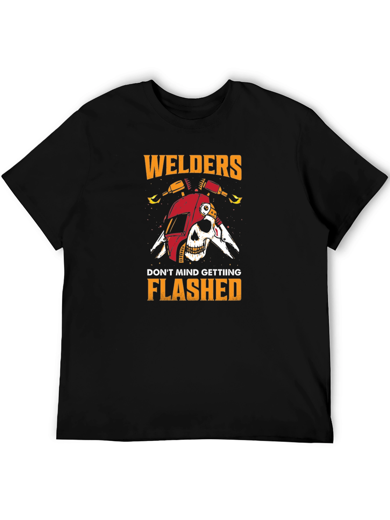 Welder Flashed Skull Black Graphic T-Shirt