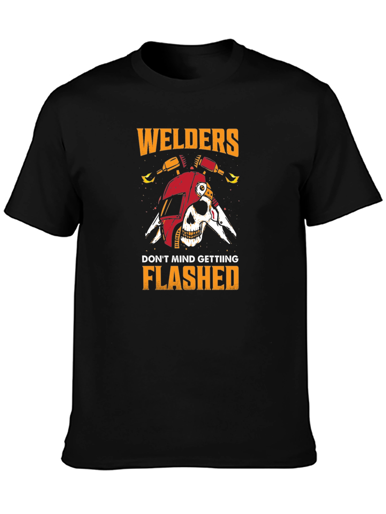 Welder Flashed Skull Black Graphic T-Shirt