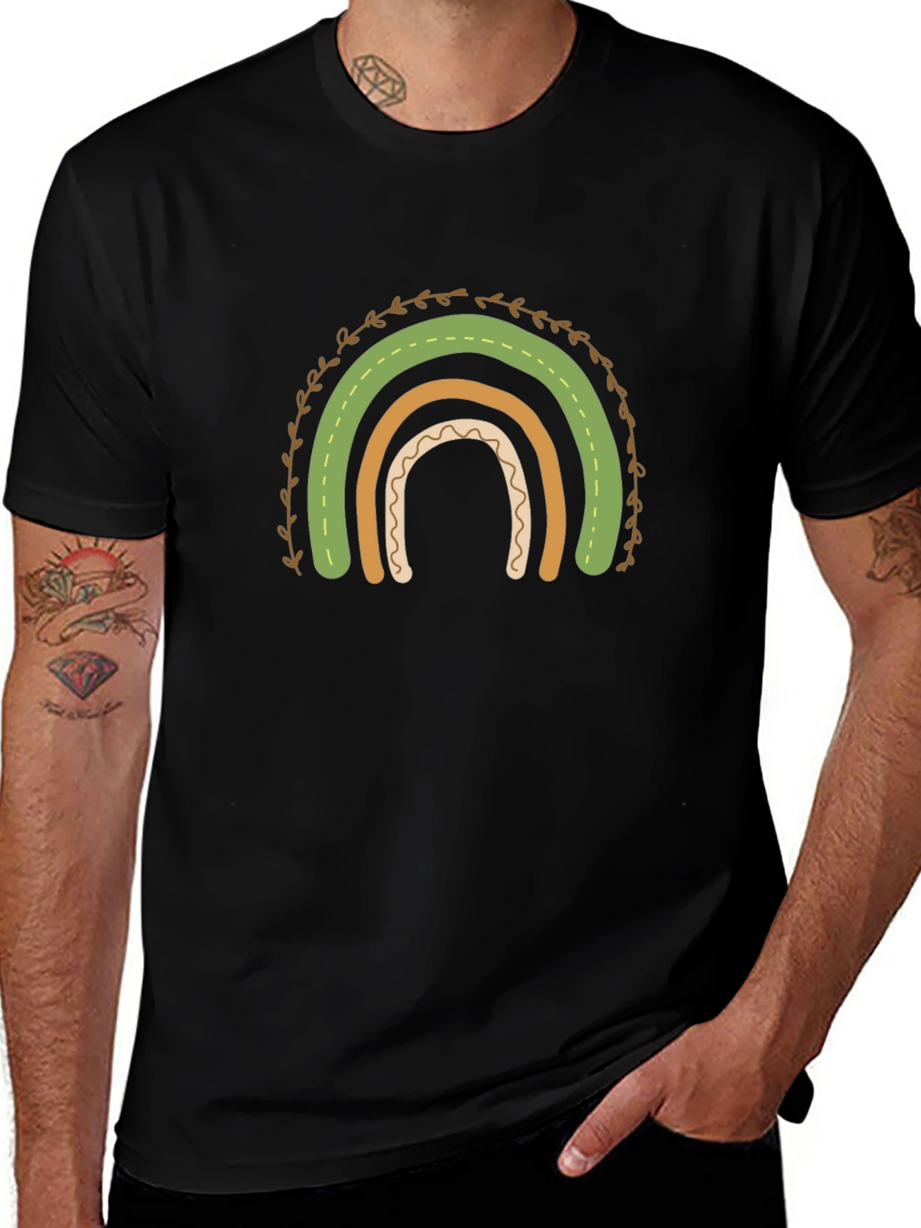 St. Patricks Day Rainbow Graphic Tee - Black