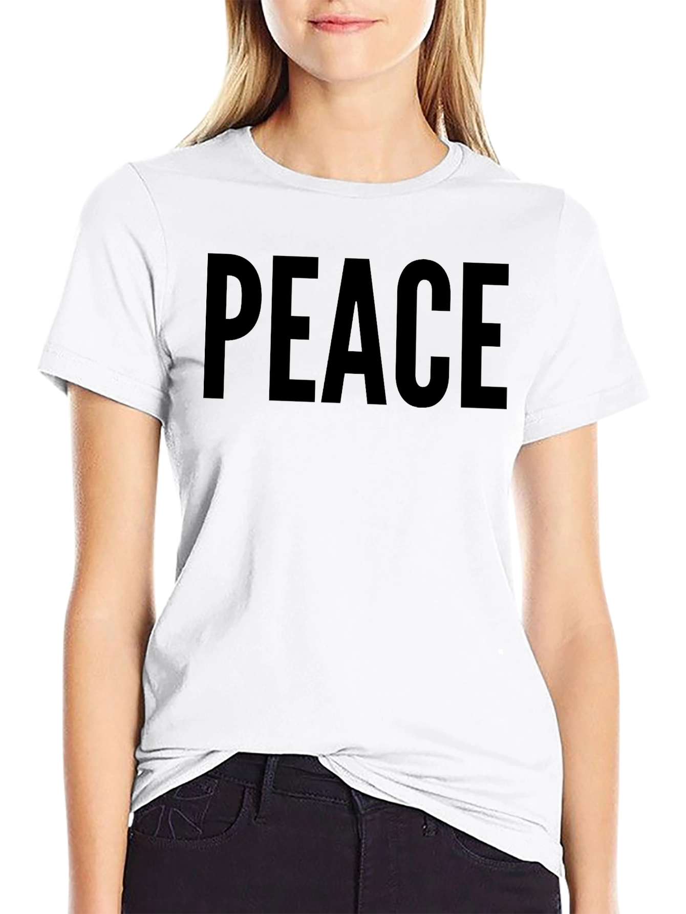 Peace Black T-Shirt Mens Crew Neck Short Sleeve