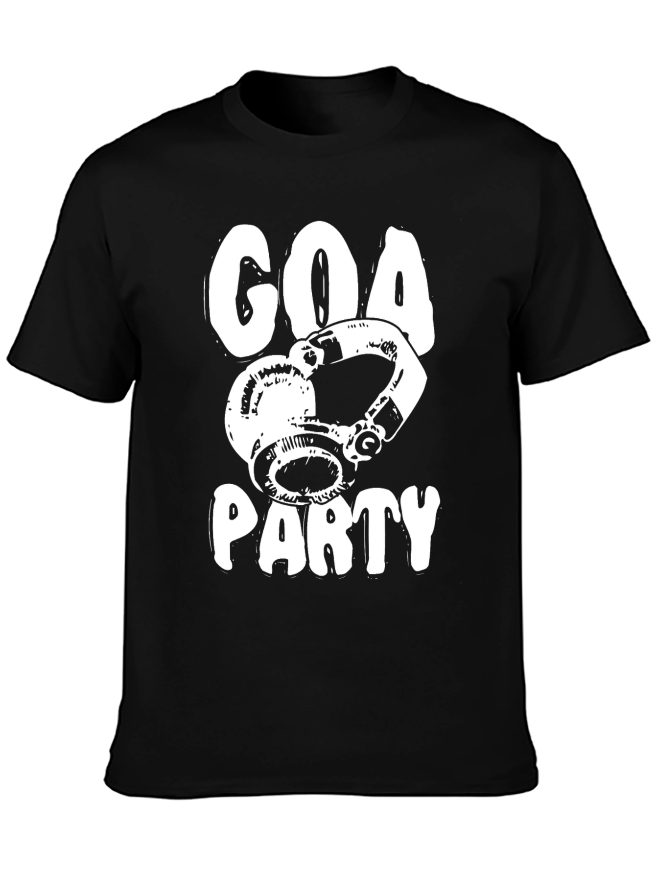 Goa Party T-Shirt - Black DJ Headphones Design