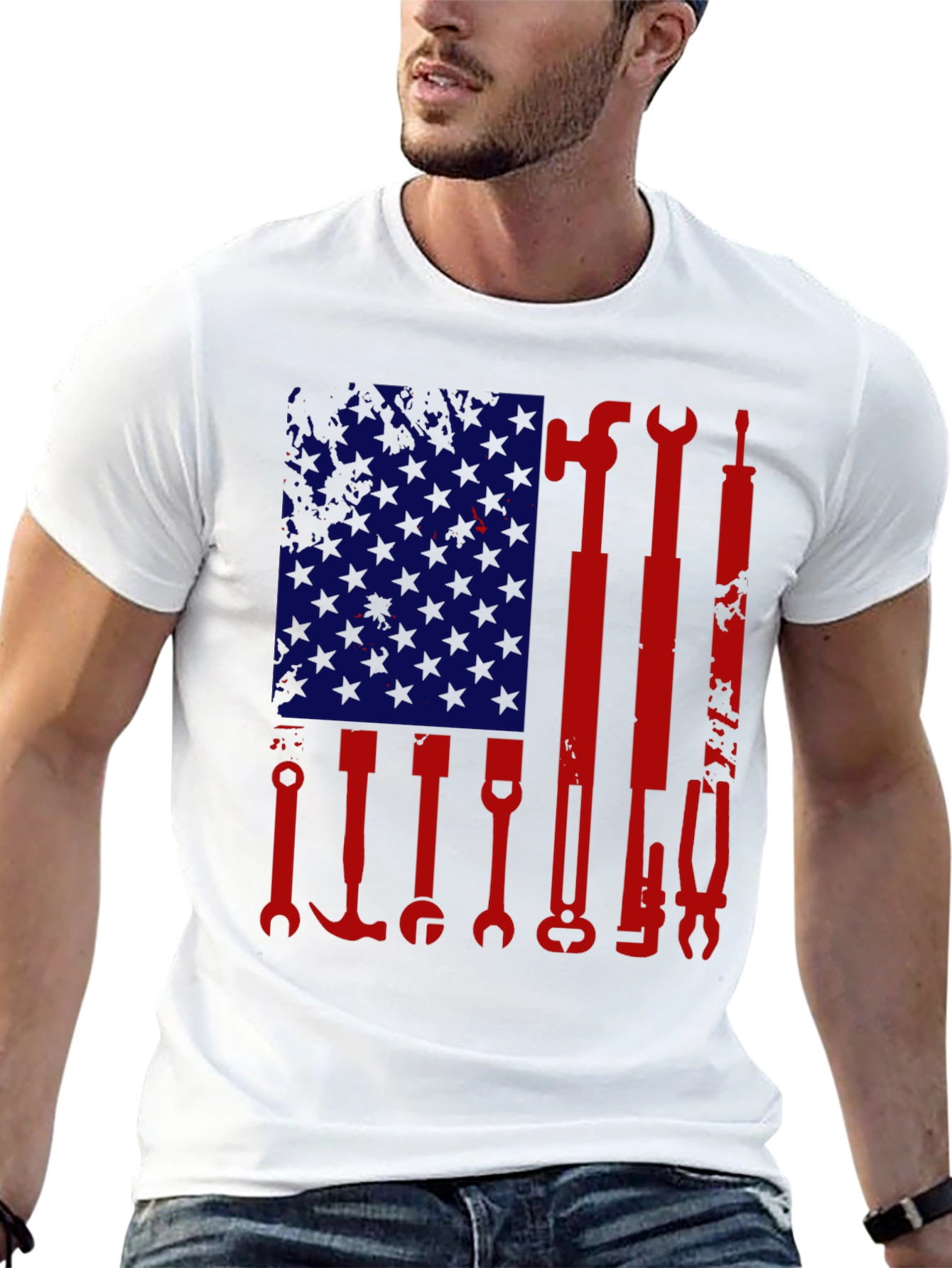 American Flag Tools Graphic T-Shirt