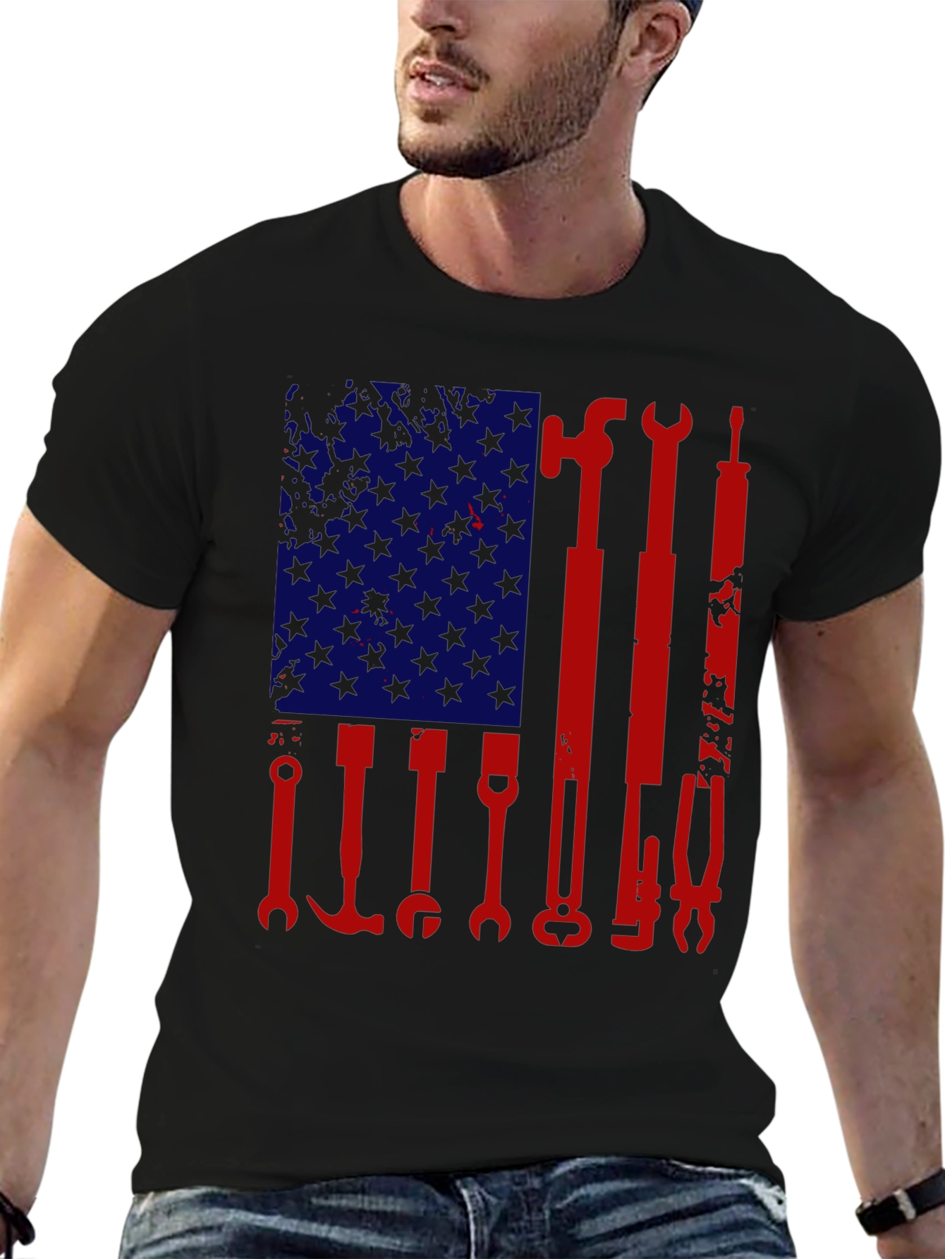 American Flag Tools Graphic T-Shirt