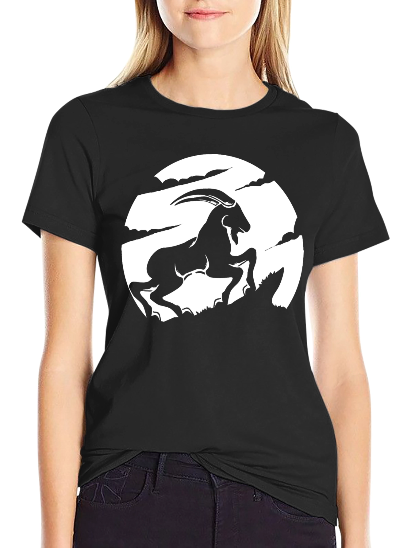 Goat Graphic Tee - Black Short Sleeve Shirt