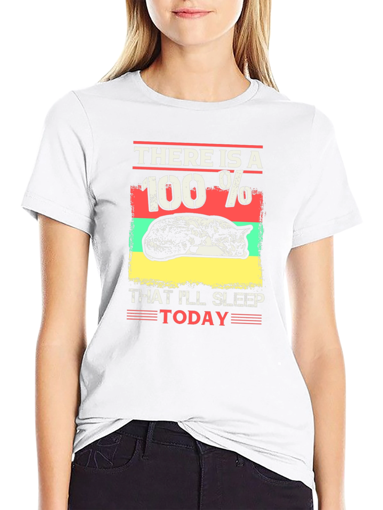 100% Sleep Today T-Shirt: Funny Cat Lover Tee