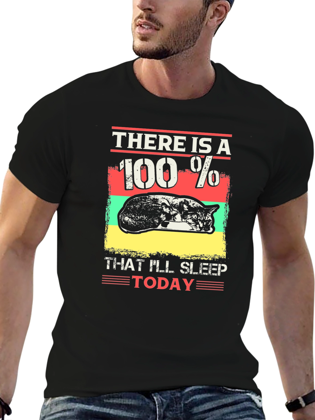 100% Sleep Today T-Shirt: Funny Cat Lover Tee