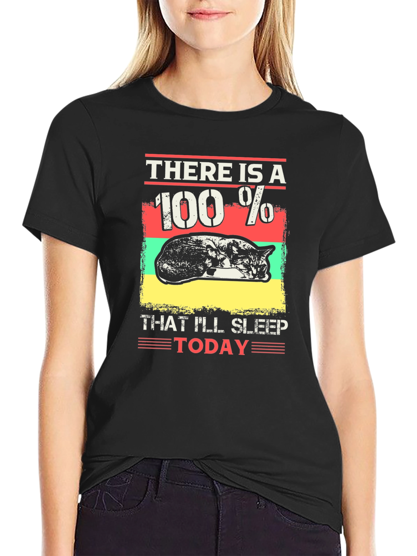 100% Sleep Today T-Shirt: Funny Cat Lover Tee