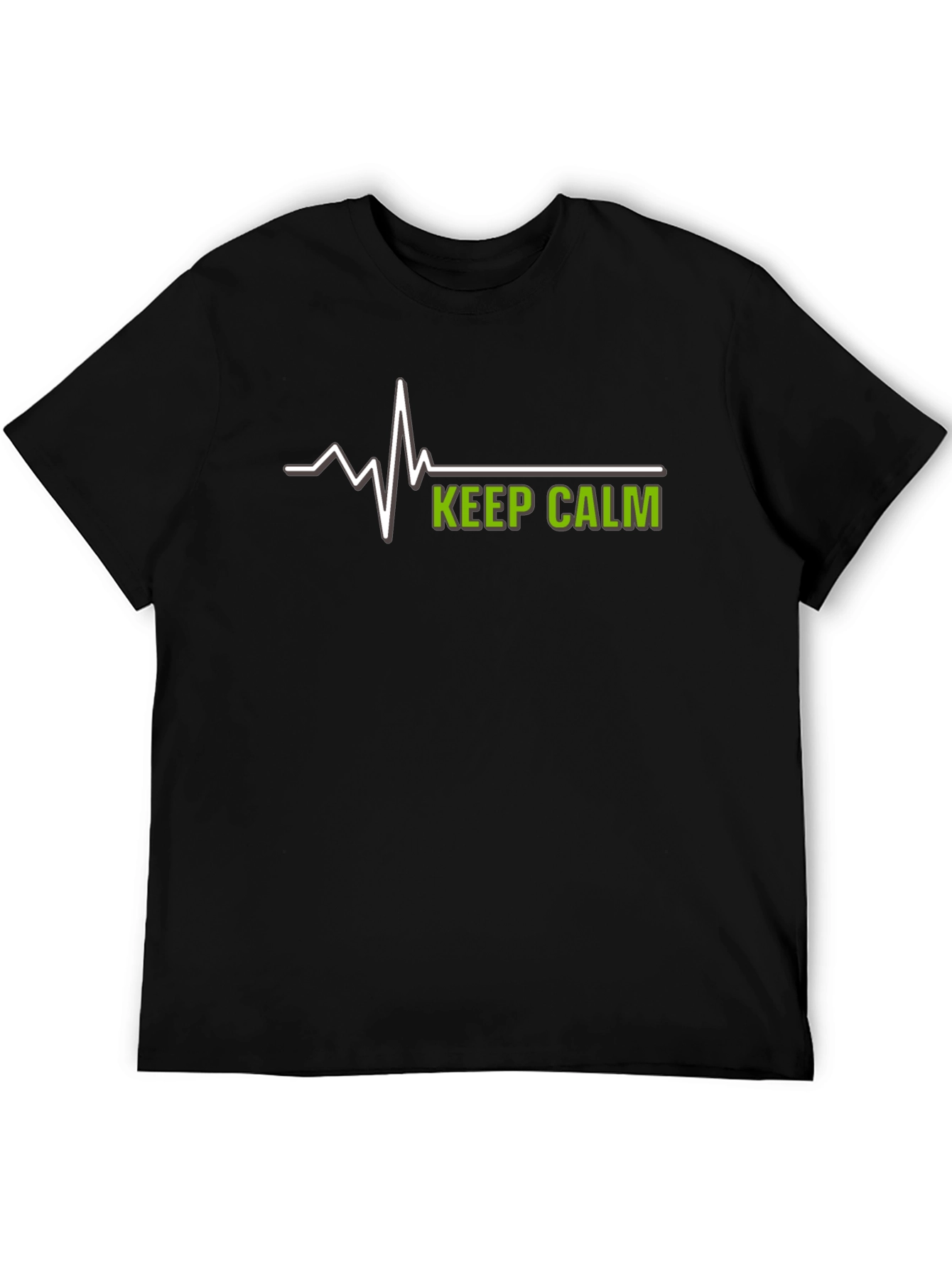 Keep Calm Black T-Shirt with EKG Design
