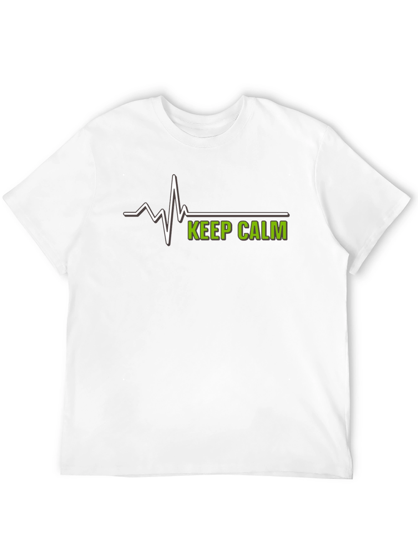 Keep Calm Black T-Shirt with EKG Design