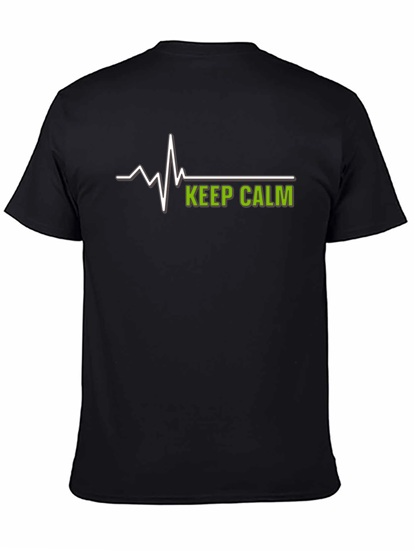 Keep Calm Black T-Shirt with EKG Design