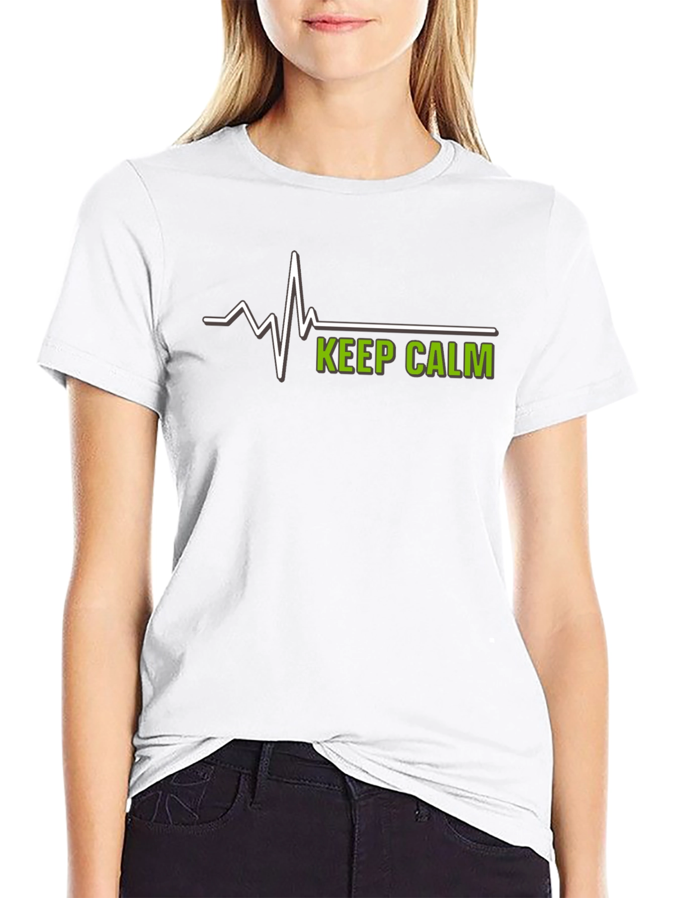 Keep Calm Black T-Shirt with EKG Design