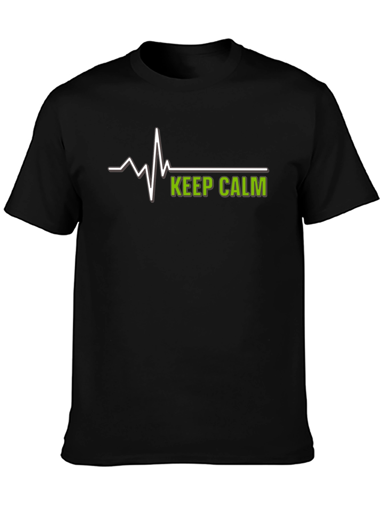 Keep Calm Black T-Shirt with EKG Design
