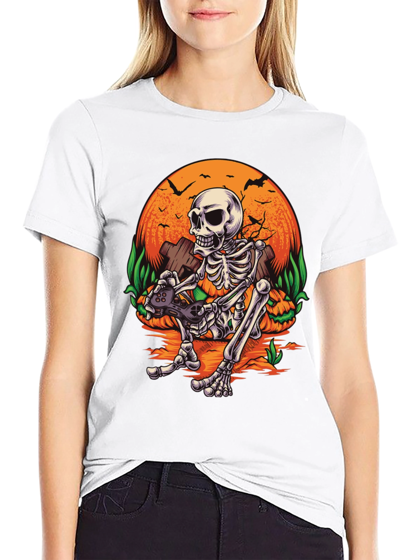 Gamer Skeleton Halloween T-Shirt