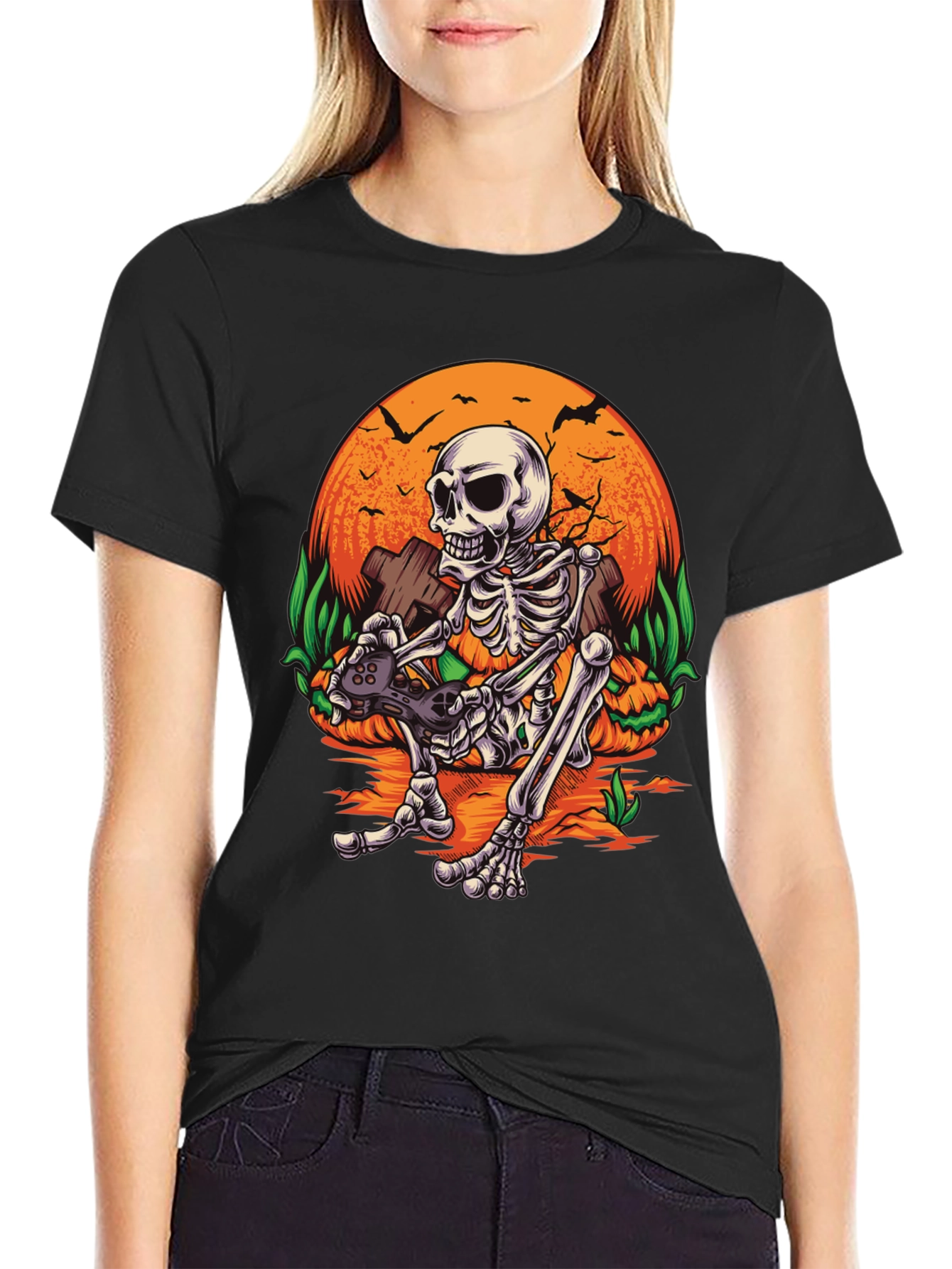 Gamer Skeleton Halloween T-Shirt