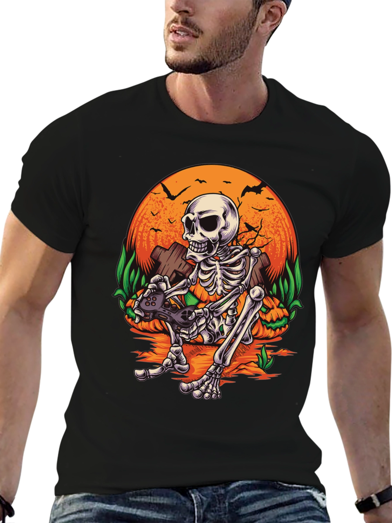 Gamer Skeleton Halloween T-Shirt
