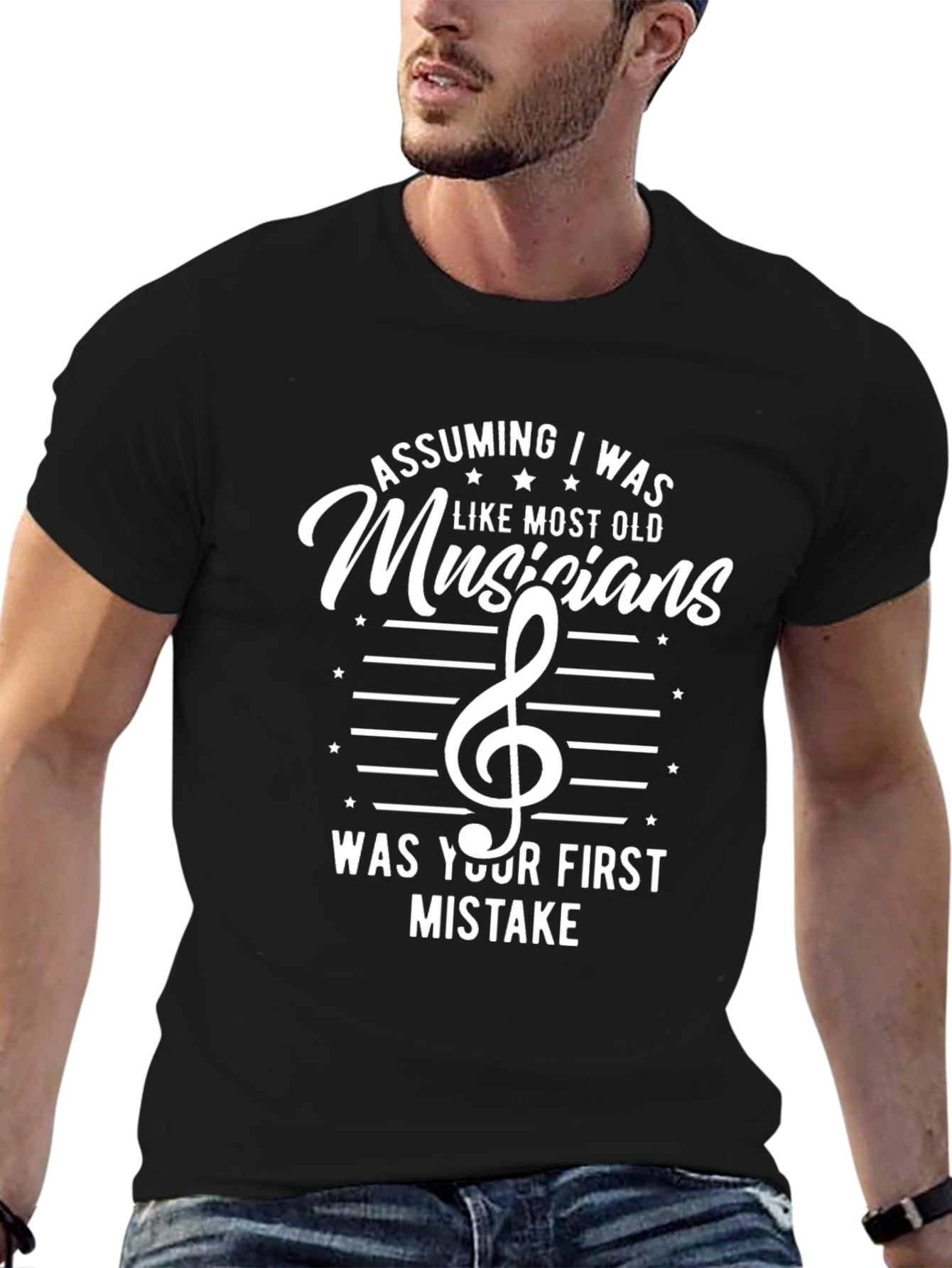 Musician Black Graphic T-Shirt - First Mistake