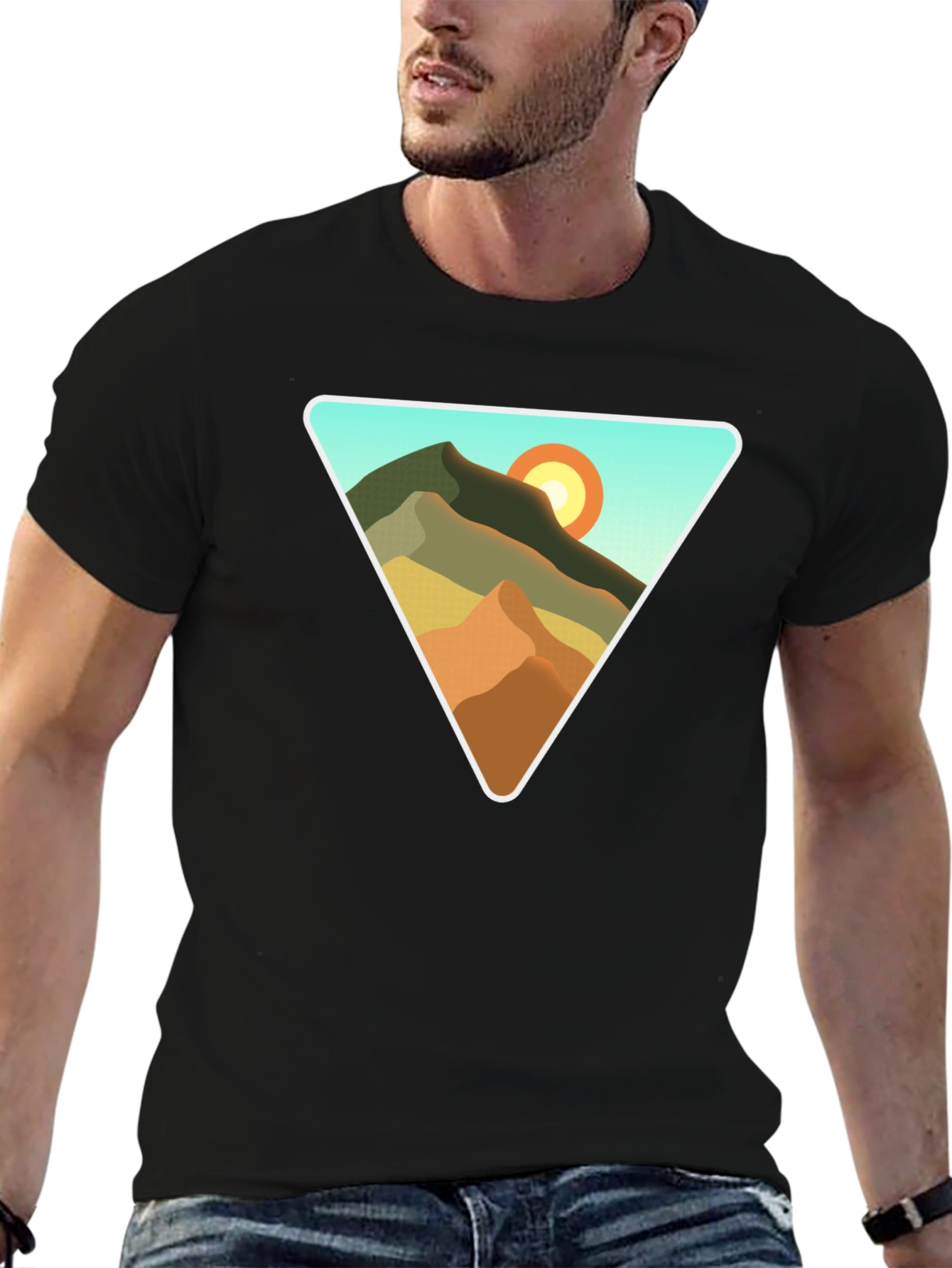 Geometric Mountain Scene T-Shirt