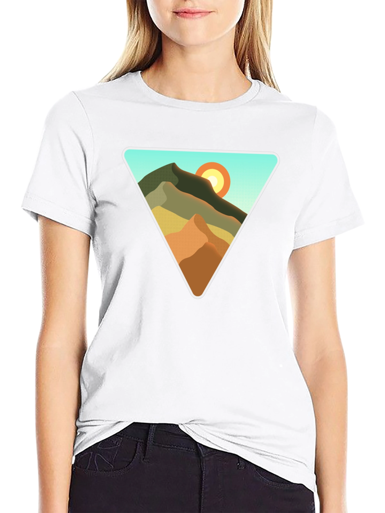 Geometric Mountain Scene T-Shirt