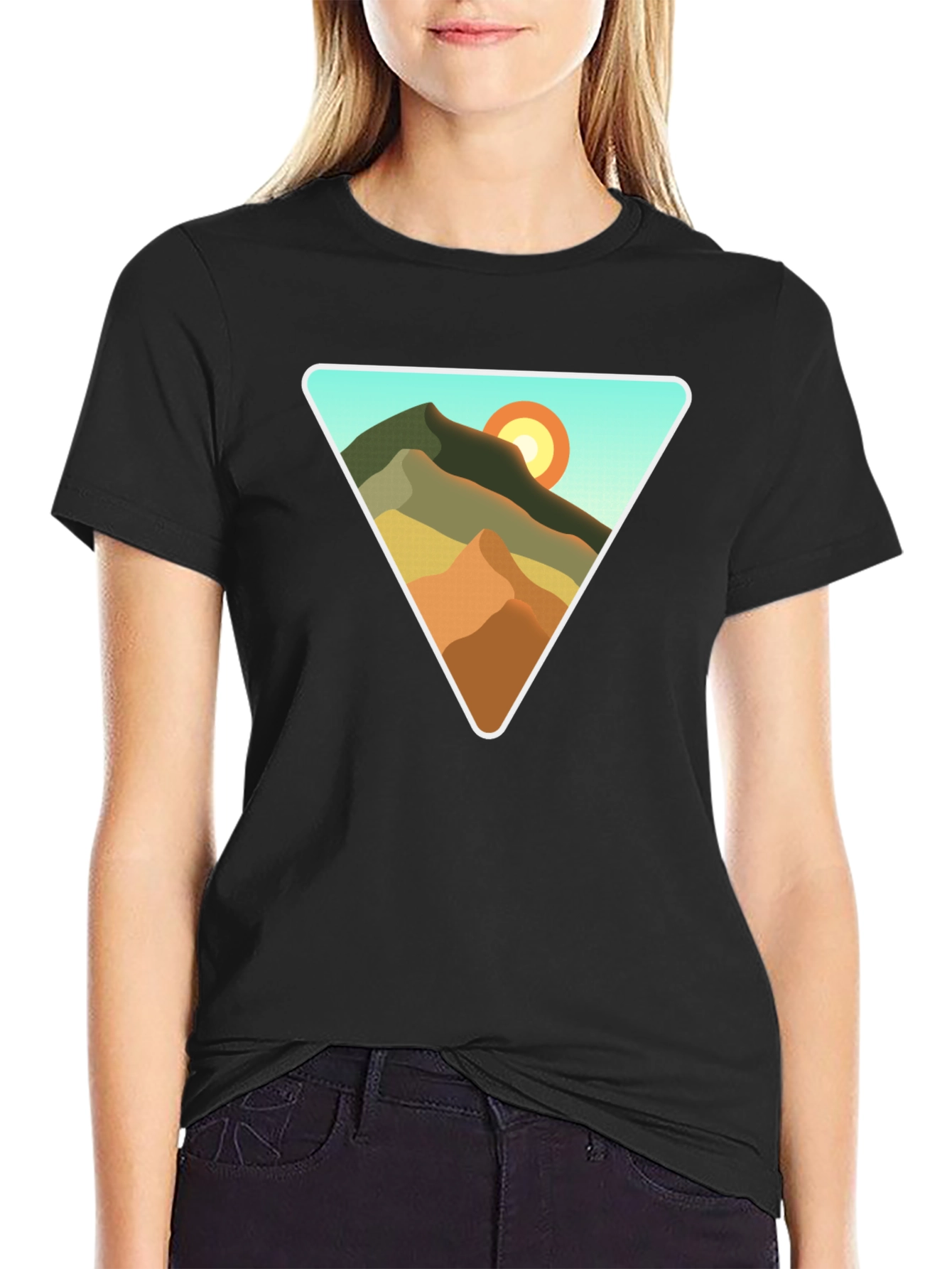 Geometric Mountain Scene T-Shirt