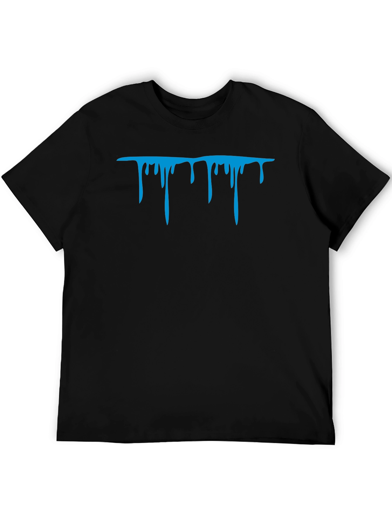 Blue Drip Graphic Black T-Shirt