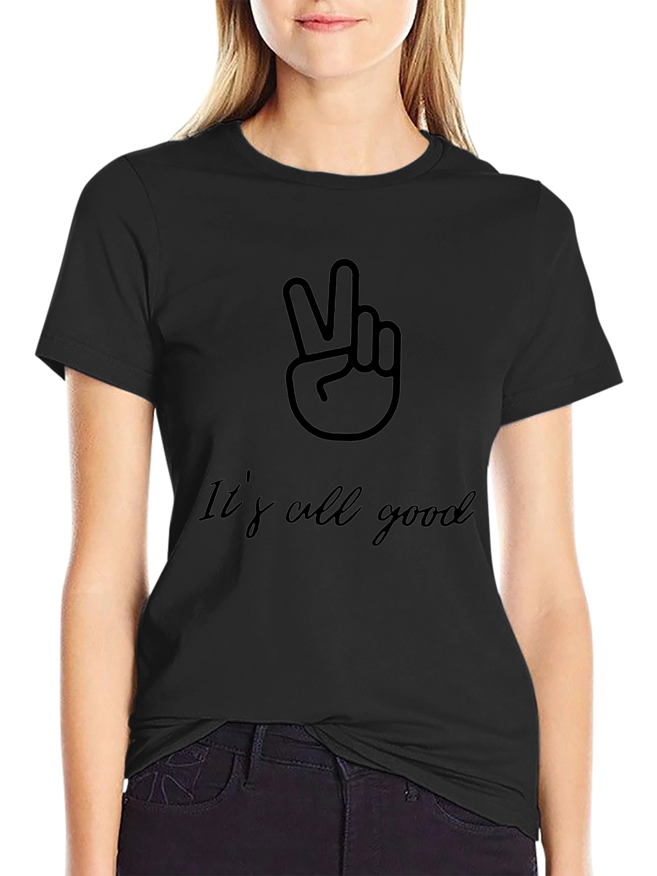 Its All Good Mens Black T-Shirt Peace Sign